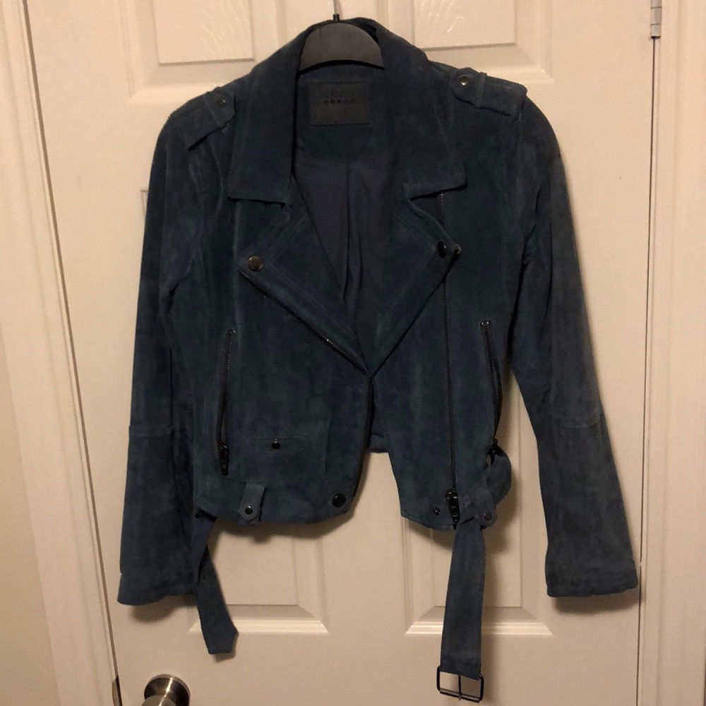 Blue full suede Blank NYC Moto jacket